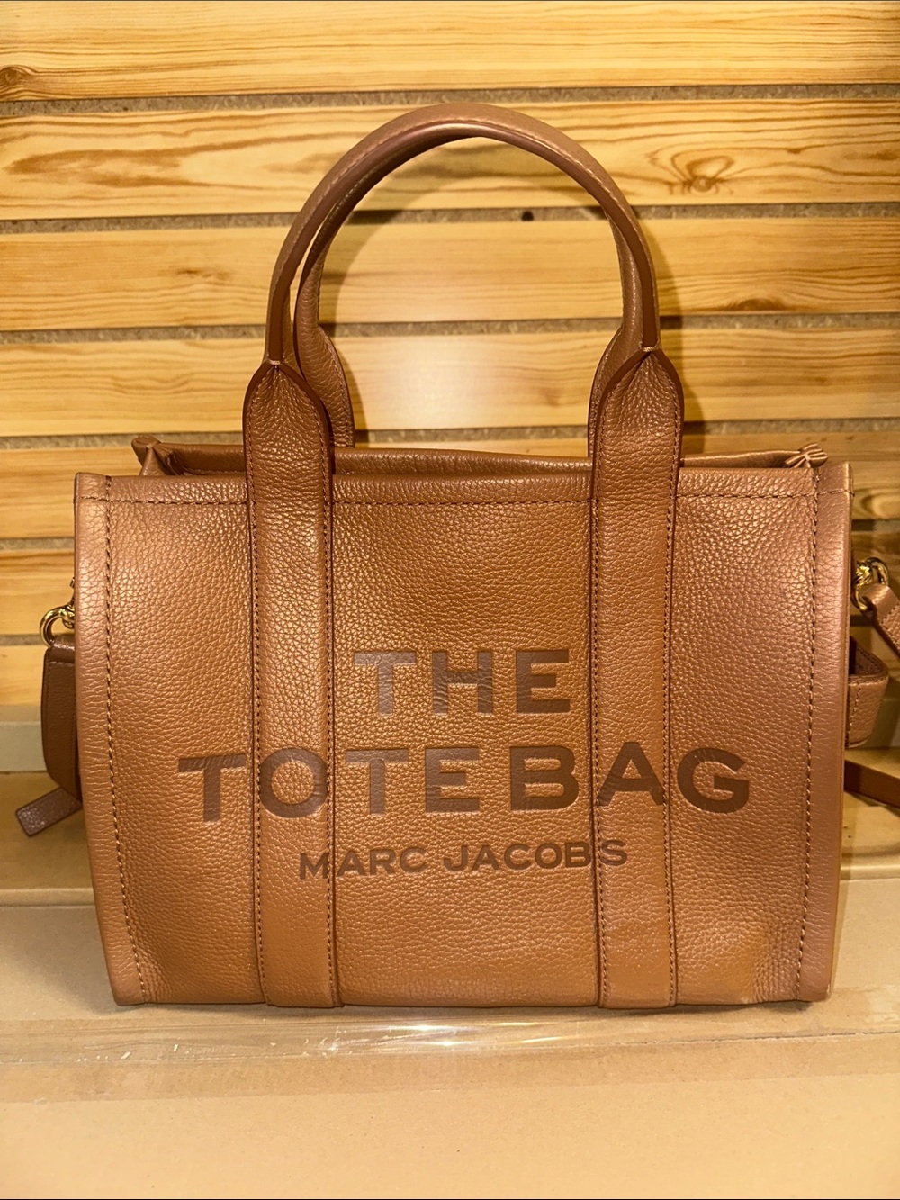 Marc Jacobs Tan Pebbled Leather 'The Tote Bag' with Top Handles